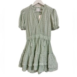 Eyelet puff sleeve mini dress